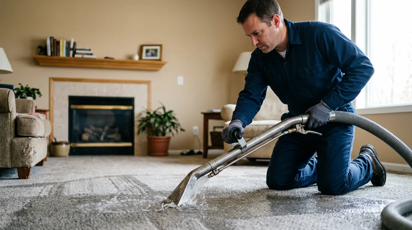 Water damage restoration technician working near Woodman, WI
